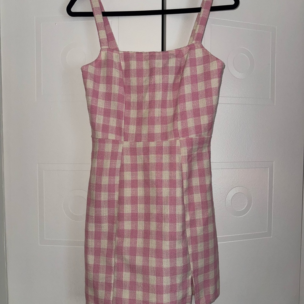 Cider Pink and White Checkered Mini Dress